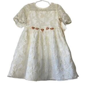 Laura Ashley London Victorian Lace Short Sleeve Dress Size 4